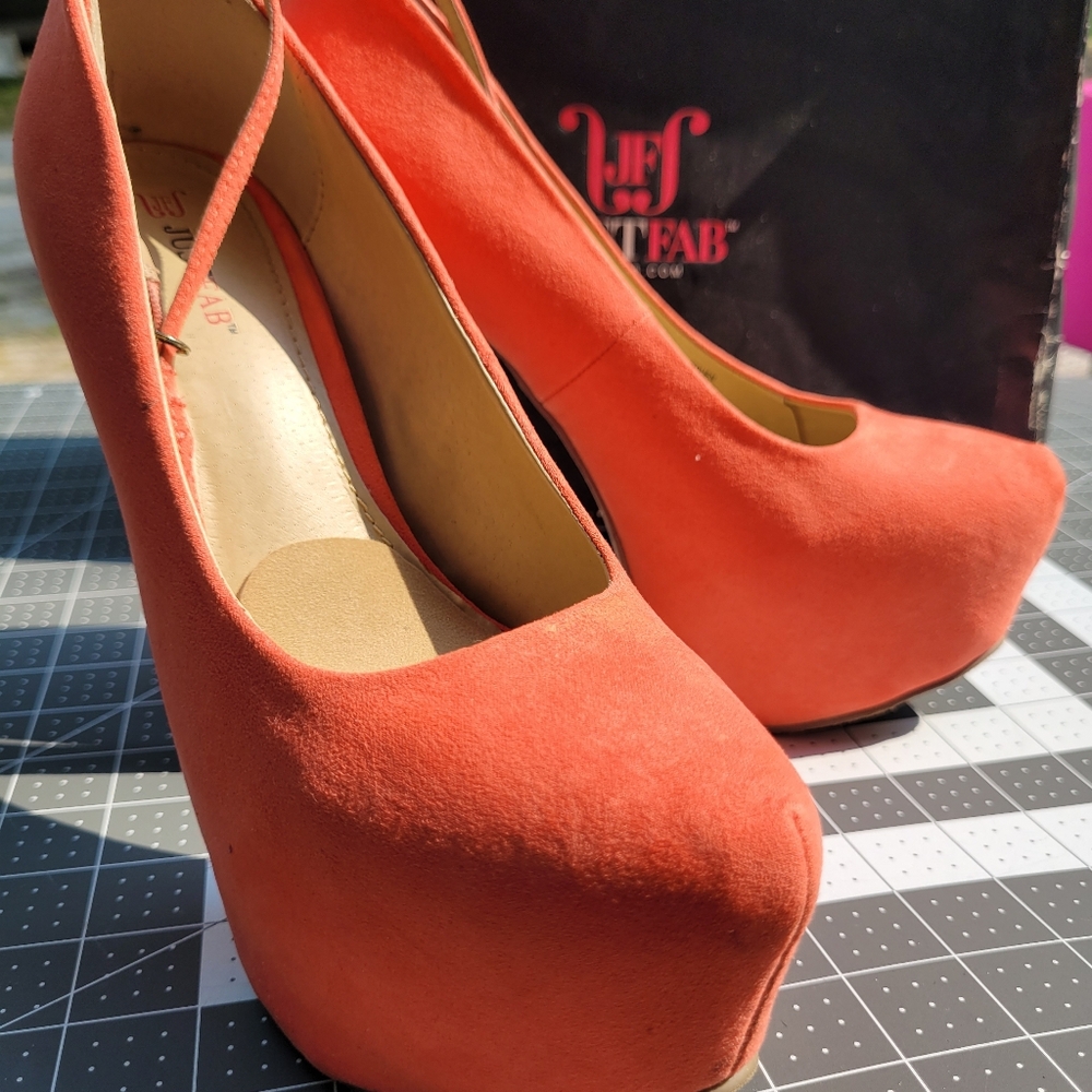 JustFab Orange Suede Heels